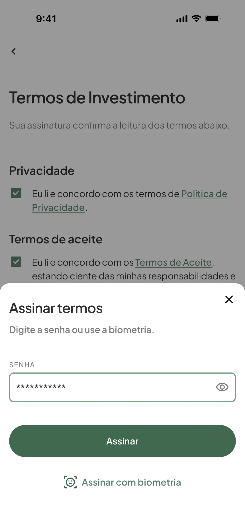 Investment app: shipped screen 1